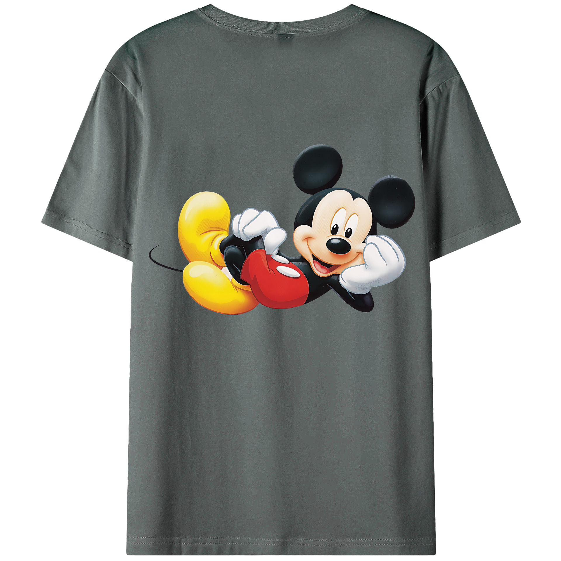 （画像用） ミッキーマウス Mickey Mouse 綿100％ メンズ半袖Tシャツ（バックプリント） 通気性